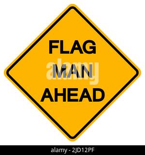 Drapeau hommes devant le symbole de route de circulation panneau isoler sur fond blanc, illustration vectorielle Illustration de Vecteur