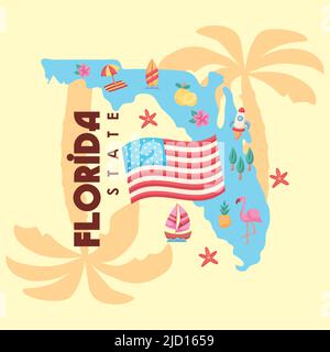 affiche de l'état du soleil de floride avec icônes Illustration de Vecteur