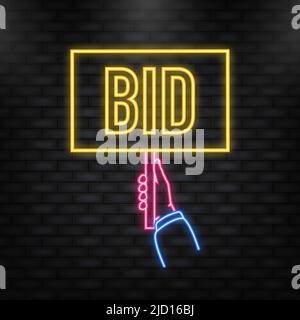 Illustration vectorielle numérique avec étiquette de soumission. Illustration avec isolation au néon. Illustration de Vecteur