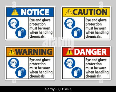 La protection des yeux et des gants doit être portée lors de la manipulation de produits chimiques Illustration de Vecteur