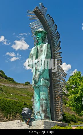 Monument au contrefacteur et rebelle Joseph-Samuel Farinet, monument Farinet, Saillon, Valais, Suisse Banque D'Images