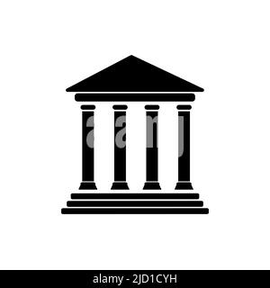 Signature de la banque. Icône vecteur musée. Icône Temple. Ancienne icône de temple grec romain. Panneau du musée d'art. Illustration de Vecteur