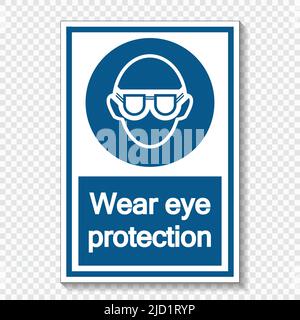 Symbole porter une protection oculaire sur fond transparent, illustration vectorielle Illustration de Vecteur