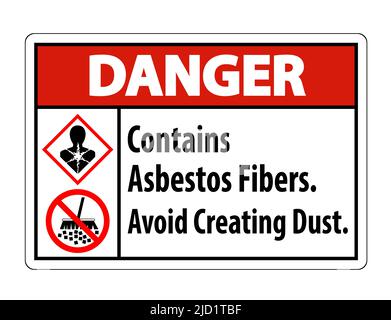 L'étiquette de danger contient des fibres d'amiante, éviter de créer de la poussière Illustration de Vecteur