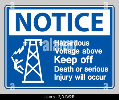 Avertissement tension dangereuse au-dessus de la zone de non-respect signe de symbole risque de blessures graves ou mortelles Illustration de Vecteur