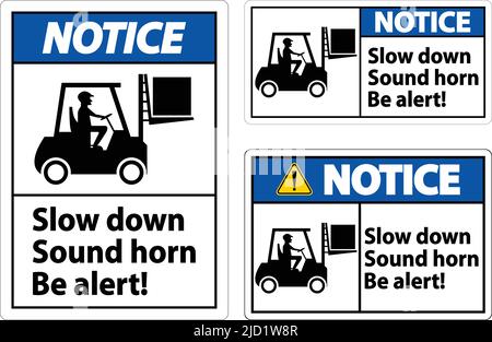 Notez que le signal de l'avertisseur sonore de ralentissement à 2 directions est sur fond blanc Illustration de Vecteur