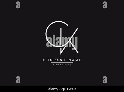 Modèle de logo vectoriel de monogramme avec illustration de l'alphabet CK, style luxueux classique et arrière-plan noir Illustration de Vecteur