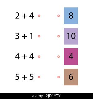 Entraîneur de pliage.Choisissez la bonne réponse.Tableaux d'ajout.Entrez les numéros manquants.Jeu logique.Affiche sur l'éducation des enfants en mathématiques.École Illustration de Vecteur