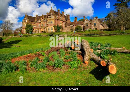 Dégâts causés par la tempête sous le front sud de Knightshayes court, n° Tiverton, Devon, Angleterre, Royaume-Uni Banque D'Images