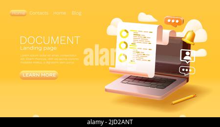 Page d'accueil du document de l'ordinateur portable, message de la bannière. Illustration vectorielle Illustration de Vecteur