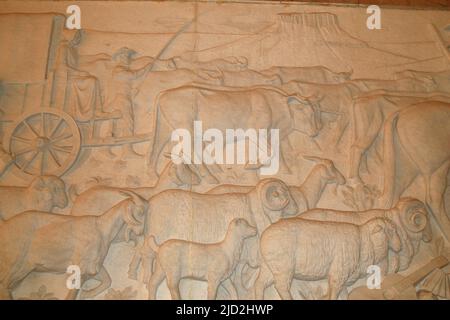 Soulage de marbre, Musée du monument Voortrekker, Pretoria/Tshwane, Gauteng, Afrique du Sud. Banque D'Images