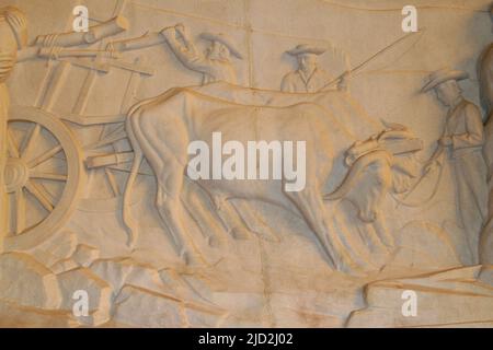 Soulage de marbre, Musée du monument Voortrekker, Pretoria/Tshwane, Gauteng, Afrique du Sud. Banque D'Images