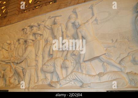 Soulage de marbre, Musée du monument Voortrekker, Pretoria/Tshwane, Gauteng, Afrique du Sud. Banque D'Images