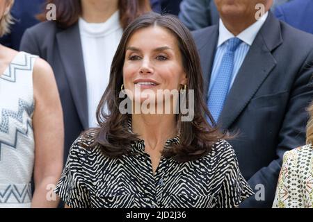 Madrid, Espagne. 17th juin 2022. Reine Letizia d'Espagne vue lors de la réunion du Conseil d'Administration de la Residencia de Estudiantes, le plus haut organe directeur de cette institution, l'un des plus importants centres culturels de Madrid. Crédit : SOPA Images Limited/Alamy Live News Banque D'Images