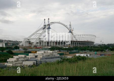 Site de construction du stade Moses Mabhida, Durban, KwaZulu Natal, Afrique du Sud. Banque D'Images