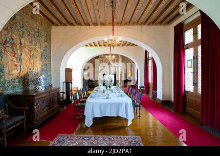 La salle à manger du Château de Chaumont-sur-Loire. Domaine de Chaumont-sur-Loire. Centre-Val de Loire, France. Banque D'Images