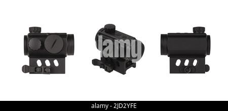 Collimateur optique moderne. Dispositif de visée pour la prise de vue sur de courtes distances. Isoler sur un fond blanc. Banque D'Images