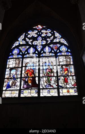 Cathédrale de Bourges dans le centre de la France vitraux religieux Banque D'Images
