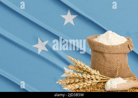 Crise des céréales en Micronésie, concept crise mondiale de la faim, en arrière-plan drapeau céréales en Micronésie. Concept de culture du blé en Micronésie Banque D'Images