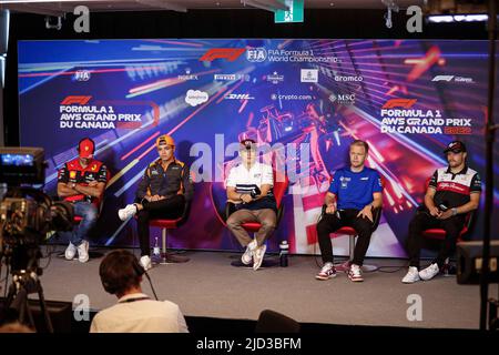 Montréal, Canada. 17th juin 2022. NORRIS Lando (gbr), McLaren F1 Team MCL36, portrait NISSANY Roy (il), pilote de Williams Racing, portrait MAGNUSSEN Kevin (den), Haas F1 Team VF-22 Ferrari, portrait BOTTAS Valtteri (fin), Alfa Romeo F1 Team ORLEN C42, conférence de presse AWS lors du Grand Prix du Canada 2022 de Formule 1, portrait 9th ronde du Championnat du monde de Formule 1 2022 de la FIA, sur le circuit Gilles Villeneuve, de 17 juin au 19, 2022 à Montréal, Canada - photo Antonin Vincent / DPPI crédit: DPPI Media/Alamy Live News Banque D'Images