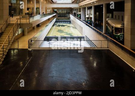 Détail architectural du musée de la RATP (Maison de la RATP) à Paris Banque D'Images