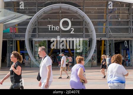 O anneau encadré entrée à la O2 Arena au nord de Greenwich péninsulaire Londres Angleterre Royaume-Uni Banque D'Images