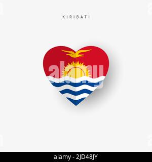 Drapeau en forme de coeur de Kiribati. Papier origami coupé bannière nationale de la République de Kiribati. Illustration vectorielle 3D isolée sur blanc avec une ombre molle. Illustration de Vecteur