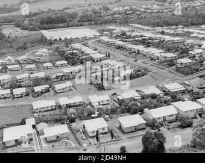 Vue aérienne de Murwilumbah en 1957, montrant la rue Dorset Banque D'Images