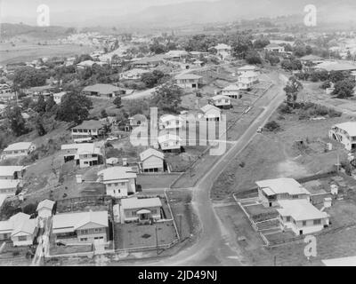 Vue aérienne de Murwilumbah en 1957, montrant Murwilumbah est Banque D'Images