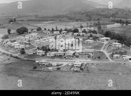 Vue aérienne de Murwilumbah en 1957, montrant Greenhills Banque D'Images