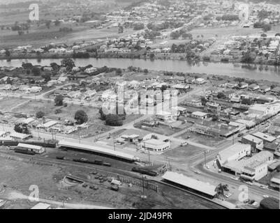 Vue aérienne de Murwilumbah en 1957 Banque D'Images