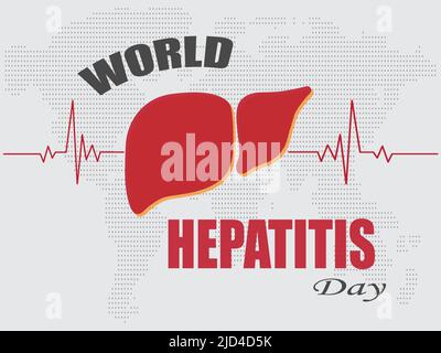 Illustration vectorielle de la Journée mondiale de l'hépatite avec carte du monde en pointillés en arrière-plan Illustration de Vecteur