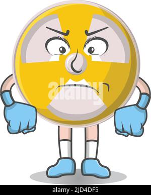 Radioactif mignonne en colère avec le personnage de punch design, le dessin vectoriel illustrateur. Illustration de Vecteur