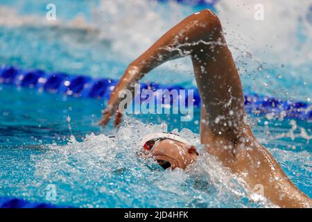 Budapest, Hongrie. 18th juin 2022. BUDAPEST, HONGRIE - JUIN 18: Xinjie Ji de Chine en compétition au Freestyle masculin 400m pendant les Championnats du monde de la FINA natation à Duna Arena sur 18 juin 2022 à Budapest, Hongrie (photo par Nikola Krstic/Orange Pictures) crédit: Orange pics BV/Alay Live News Banque D'Images