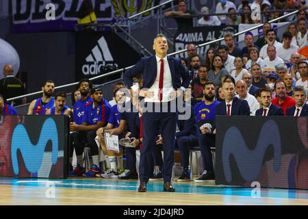 Madrid, Espagne. 17th juin 2022. 17th juin 2022 ; Centre Wizink ; Madrid ; Espagne ; Liga Endesa ACB ; Playoff; final 3; Real Madrid vs Barça; Sarunas Jasikevicius (Barcelone) 900/Cormon Press Credit: CORMON PRESS/Alay Live News Banque D'Images