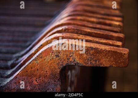 Texture des lingots d'anode de cuivre dans l'ancien atelier de fusion de métaux Banque D'Images