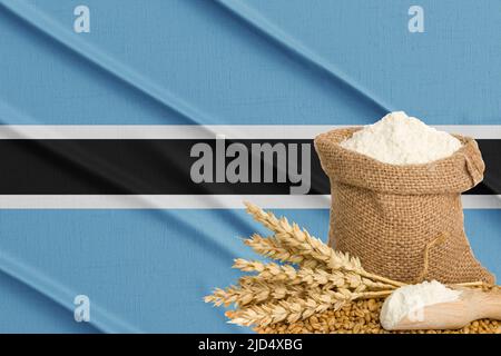 Crise des céréales au Botswana, concept crise mondiale de la faim, en arrière-plan drapeau grain de blé au Botswana. Concept de culture du blé au Botswana. 3D travaux et 3D im Banque D'Images