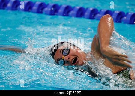 Budapest, Hongrie. 18th juin 2022. La Saint-Valentin belge Dumont en action lors des championnats du monde de natation à Budapest, Hongrie, samedi 18 juin 2022. Les Championnats du monde 19th de la FINA 2022 ont lieu du 18 juin au 03 juillet. BELGA PHOTO NIKOLA KRSTIC crédit: Belga News Agency/Alay Live News Banque D'Images