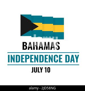 Affiche typographique du Bahamas Independence Day. Fête nationale célébrée sur 10 juillet. Modèle vectoriel pour bannière, carte de vœux, prospectus, etc Illustration de Vecteur