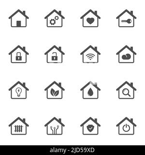 La technologie Smart Home affiche des symboles vectoriels de silhouette Illustration de Vecteur