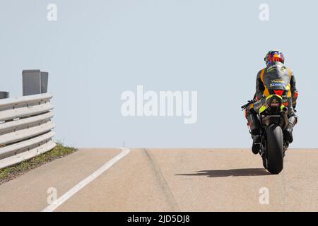 Hohenstein Ernstthal, Allemagne. 18 juin 2022. MotoGP Liqui Moly Motorrad Grand Prix Deutschland au circuit Sachsenring, Hohenstein-Ernstthal, Allemagne. Photo : #10 Luca Marini (ITA) de l'équipe de course Mooney VR46 lors de la troisième séance d'entraînement Banque D'Images