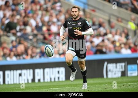 Elliot Daly #13 de Saracens pendant le match Banque D'Images