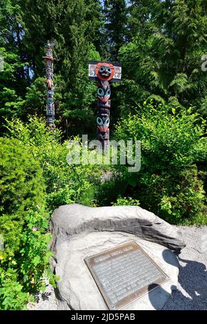 VANCOUVER (COLOMBIE-BRITANNIQUE), CANADA, le 31 MAI 2019 : les totems du parc Stanley, Vancouver (Colombie-Britannique). Banque D'Images