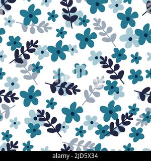 Motif fleuri décoratif tendance sans couture à motif vectoriel. Fleurs élégantes et répétées fleurissent et le fond de feuillage pour l'impression de surface et le textile Illustration de Vecteur