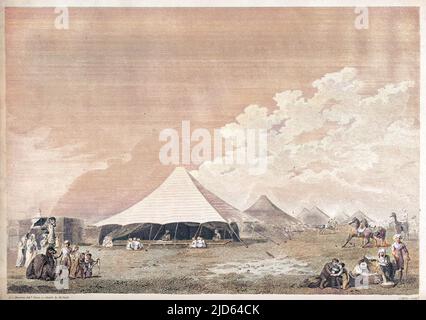 Le Scottish explorer Mungo Park visite la tente du roi Ali à Benown, ou Benowm, Afrique de l'Ouest. Version colorisée de : 10000999 Date: 1795 Banque D'Images
