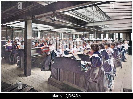 Usine de cigares de Salmon & Gluckstein ; femmes au travail version colorisée de : 10002055 Date: 1902 Banque D'Images