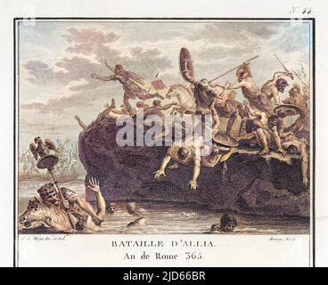 Les Gaulois battent les Romains dans la bataille sur la rivière Allia. Version colorisée de : 10006587 Date : 16 juillet 390 C.-B. Banque D'Images