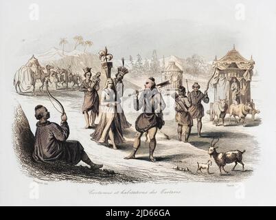 Tartars russes ou Tatars, un groupe ethnique turc. Version colorisée de : 10007481 Date: 1846 Banque D'Images