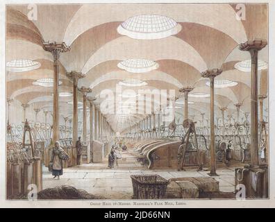 Moulin à lin de Marshall, Leeds : le Grand Hall version colorisée de : 10009481 Date: Vers 1840 Banque D'Images