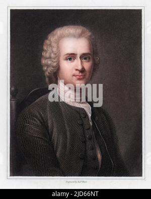 Jean Jacques Rousseau (1712-1778) philosophe et auteur français version colorisée de : 10010399 Date: Vers 1740s Banque D'Images